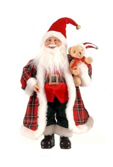 Athome Pavloudakis - Διακοσμητική φιγούρα - Άγιος Βασίλης σε γιορτινή αποχρώση με αρκουδάκι 30 cm