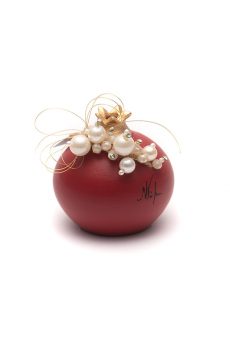 Athome Pavloudakis - Χριστουγεννιάτικο κεραμικό κόκκινο ρόδι με πέρλε κονκάρδα σαν σταφύλι