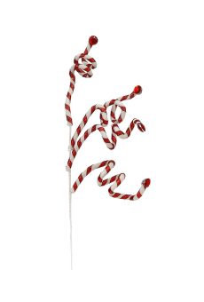 Athome Pavloudakis - Χριστουγεννιάτικο κόκκινο συνθετικό κλαρί με κόκκινες ζαχαρωτές γραμμές (66 cm)