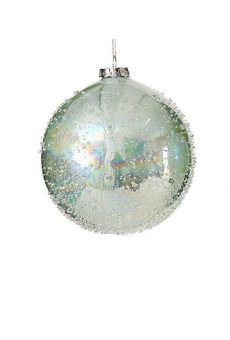 Athome Pavloudakis - Χριστουγεννιάτικη γυάλινη μπάλα ανοικτό πράσινο 10 cm με πούλιες