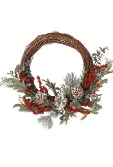 Athome Pavloudakis - Χριστουγεννιάτικο στεφάνι έλατο με κουκουνάρια 20 cm