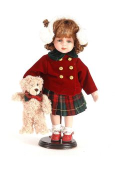 Athome Pavloudakis - Χριστουγεννιάτικο διακοσμητικό κόκκινο κορίτσι με αρκούδα 38 cm