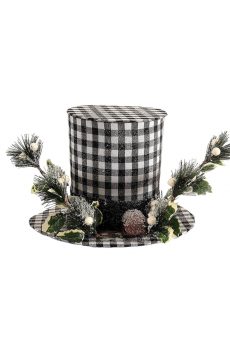 Athome Pavloudakis - Χριστουγεννιάτικο μαύρο χάρτινο καπέλο καρώ 18 cm