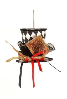 Athome Pavloudakis - Χριστουγεννιάτικο μαύρο χάρτινο στολίδι καπέλο τραπουλόχαρτο 11 cm