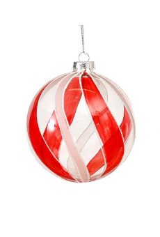 Athome Pavloudakis - Χριστουγεννιάτικη γυάλινη μπάλα κόκκινη διάφανη 8 cm με σχέδια