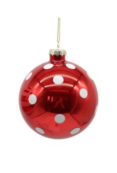 Athome Pavloudakis - Χριστουγεννιάτικη γυάλινη μπάλα κόκκινη 10 cm με βούλες