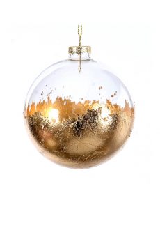 Athome Pavloudakis - Χριστουγεννιάτικη γυάλινη μπάλα χρυσή 10 cm με σχέδια