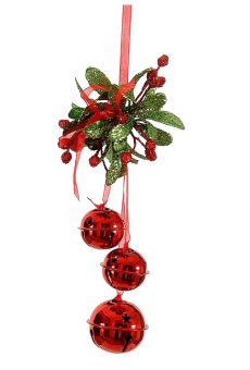 Athome Pavloudakis - Χριστουγεννιάτικο κόκκινο συνθετικό στολίδι με κουδουνάκια 17 cm