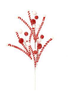 Athome Pavloudakis - Χριστουγεννιάτικο κόκκινο συνθετικό κλαρί με ζαχαρωτά 67 cm