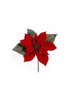 Athome Pavloudakis - Χριστουγεννιάτικο διακοσμητικό κόκκινο συνθετικό κλαρί πουανσέτια (38 cm)