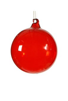 Athome Pavloudakis - Χριστουγεννιάτικη διάφανη γυάλινη κόκκινη μπάλα (10 cm)