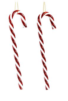 Athome Pavloudakis - Χριστουγεννιάτικο κόκκινο συνθετικό στολίδι μπαστούνι Σετ 2 τμχ  18 cm
