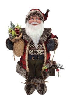 Athome Pavloudakis - Διακοσμητική φιγούρα - Άγιος Βασίλης σε κόκκινη αποχρώση με φανάρι 45 cm