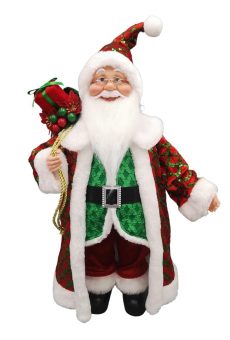 Athome Pavloudakis - Διακοσμητική φιγούρα - Άγιος Βασίλης σε γιορτινές αποχρώσεις με δώρα 46 cm