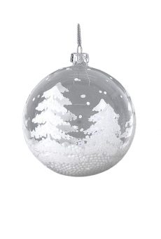 Athome Pavloudakis - Χριστουγεννιάτικη γυάλινη διάφανη μπάλα με έλατα (10 cm)