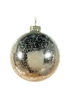 Athome Pavloudakis - Χριστουγεννιάτικη γυάλινη μπάλα ανοικτό χρυσό 10 cm με σχέδια
