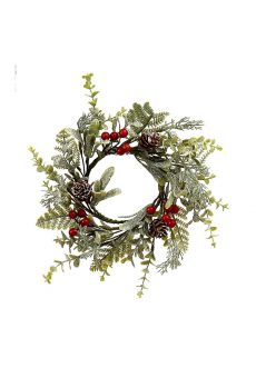 Athome Pavloudakis - Χριστουγεννιάτικο στεφάνι στολισμένο πράσινο έλατο με κουκουνάρια 30 cm