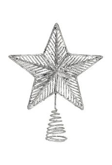 Athome Pavloudakis - Ασημί μεταλλική κορυφή δέντρου αστέρι 20 cm
