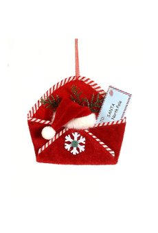 Athome Pavloudakis - Χριστουγεννιάτικο κόκκινο υφασμάτινο στολίδι φάκελλος με γράμματα (14 cm)