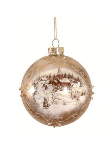 Athome Pavloudakis - Χριστουγεννιάτικη γυάλινη μπάλα χρυσή ματ 10 cm χωριό