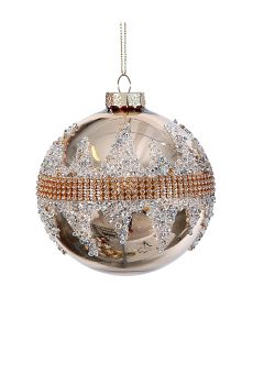 Athome Pavloudakis - Χριστουγεννιάτικη γυάλινη μπάλα βιολετί 10 cm με σχέδια