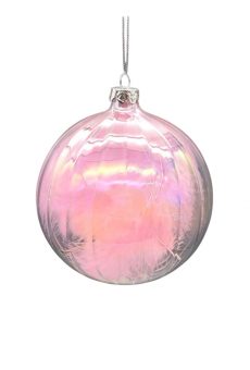 Athome Pavloudakis - Χριστουγεννιάτικη γυάλινη μπάλα ροζ 12 cm με πούπουλα