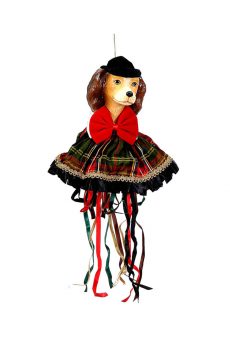 Athome Pavloudakis - Χριστουγεννιάτικη  διακοσμητική φιγούρα  πολύχρωμος σκύλος με φιόγκο 43 cm