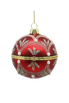 Athome Pavloudakis - Χριστουγεννιάτικη γυάλινη μπάλα κόκκινο 8 cm με σχέδια
