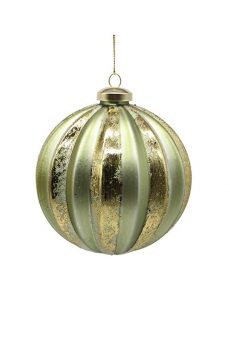 Athome Pavloudakis - Χριστουγεννιάτικη γυάλινη μπάλα πράσινη 2 τόνων 10 cm με σχέδια