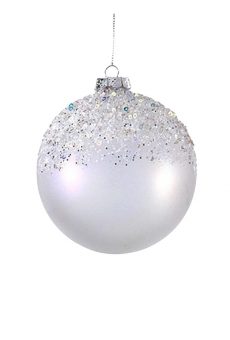 Athome Pavloudakis - Χριστουγεννιάτικη γυάλινη μπάλα γαλάζιο μεταλλικό-ματ 9 cm με κρυσταλάκια