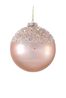 Athome Pavloudakis - Χριστουγεννιάτικη γυάλινη μπάλα σαμπανί μεταλλικό-ματ 9 cm με κρυσταλάκια