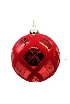 Athome Pavloudakis - Χριστουγεννιάτικη γυάλινη μπάλα κόκκινη γυαλιστερή 8 cm με βελούδο