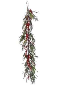 Athome Pavloudakis - Χριστουγεννιάτικη γιρλάντα στολισμένη πράσινη με μπέρι 150 cm