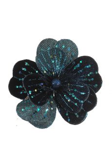 Athome Pavloudakis - Χριστουγεννιάτικο μπλε υφασμάτινο λουλούδι με glitter 13 cm
