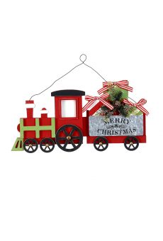 Athome Pavloudakis - Χριστουγεννιάτικο κόκκινο ξύλινο τραίνο με δώρα 46 cm