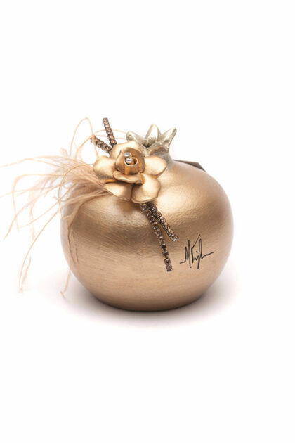 Athome Pavloudakis - Χριστουγεννιάτικο κεραμικό χρυσό ρόδι με χρυσή κονκάρδα σαν τριαντάφυλλο